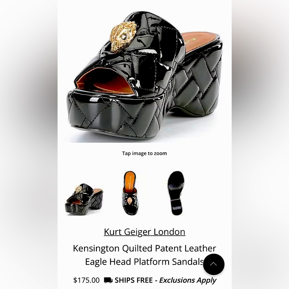 Kurt Geiger London
Quilted Patent Leather Eagle Head Platform Sandals sz 6